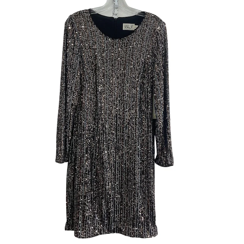 Can't Miss Eliza J Black & Silver Gold Women Sequin Glam Shift Dress Long Size 14 Preowned Can't Miss Eliza J Black & Silver Gold Women Sequin Glam Shift Dress Long Size 14 Preowned