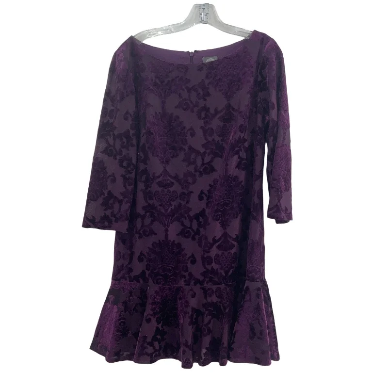 Loyalty Reward Vince Camuto Purple Velvet Burnout Women's Shift Ruffle Dress Size 10 Preowned