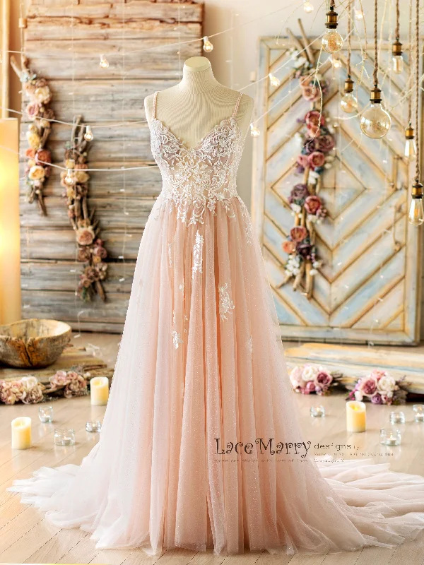 Epic Deals MEDEA / Blush Wedding Dress with Beading