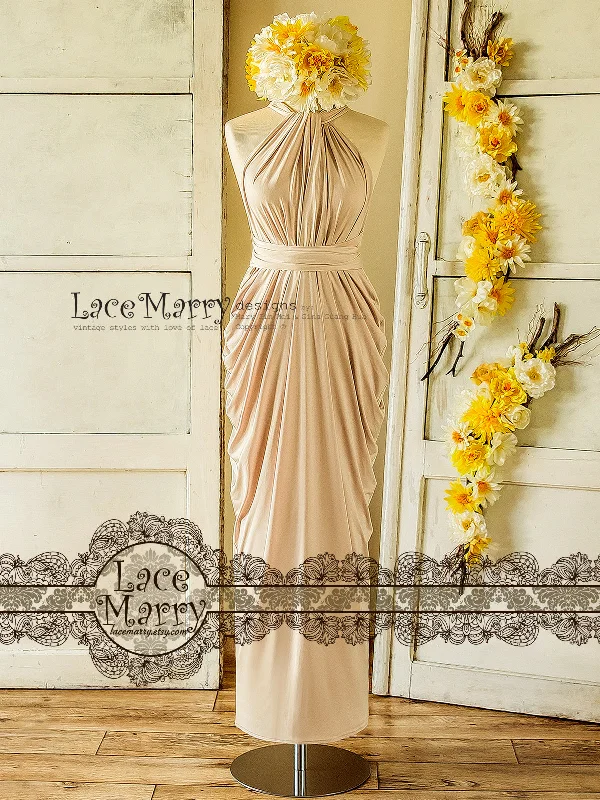 Clearance Items Sand Champagne Infinity Top Bridesmaid Dress
