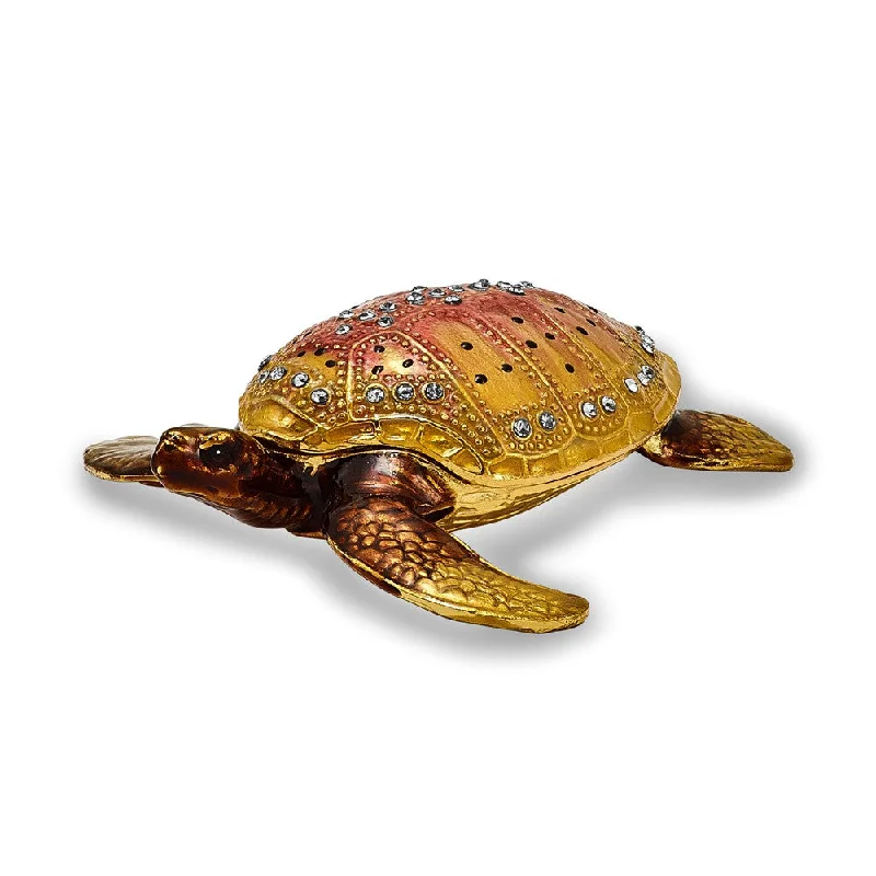 The Best Prices Bejeweled Loggerhead Turtle Trinket Box with Charm Pendant