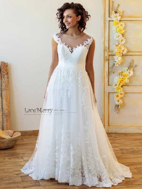 Super Bargain Lacy A-Line Skirt Boho Wedding Dress