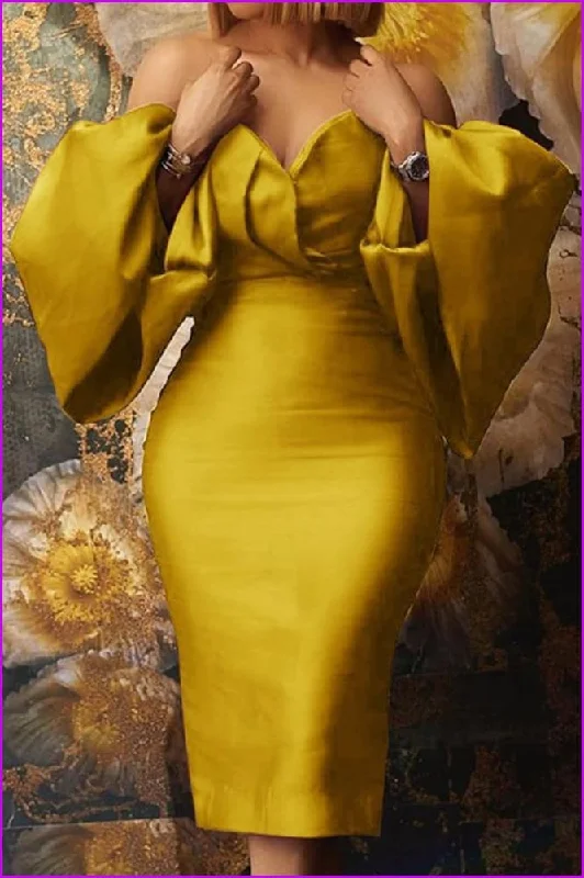 New Deals Oversized Tube Top Strapless Lantern Long Sleeve Dress