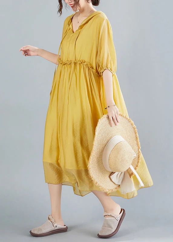 Buy More, Save More Bohemian Yellow V Neck Patchwork Solid Maxi Dress Summer AC2091