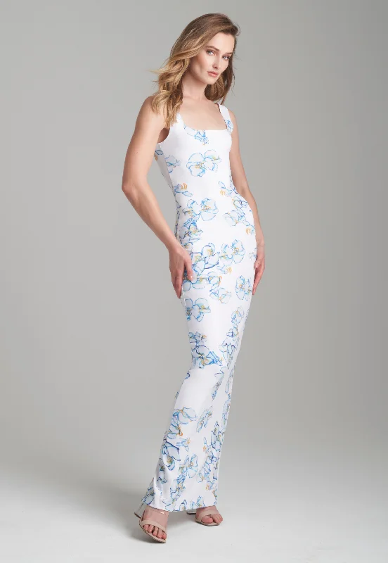 Limited Availability Caterina Long Stretch Knit Dress in Dancing Orchid