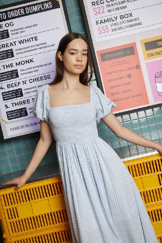 Stock Clearance Huffer Celine Lover Midi Dress Blue/White