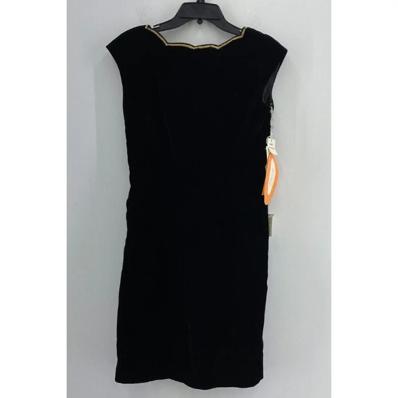 Stock Clearance VTG ILGWU NWT Evenings By Pantagis Black Velvet SS Shift Mini Dress Womens 9 10P
