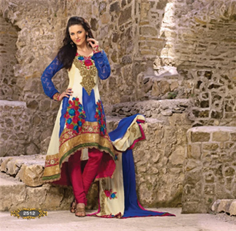 Great Deals Cream Royal Blue Georgette Shimmer Anarkali Salwar Kameez (D. No. 2512) Great Deals Cream Royal Blue Georgette Shimmer Anarkali Salwar Kameez (D. No. 2512)