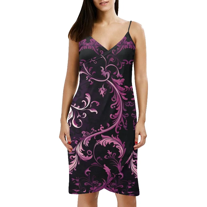 Unmissable Offer Gothic Purple Spaghetti Strap Backless Beach Dress