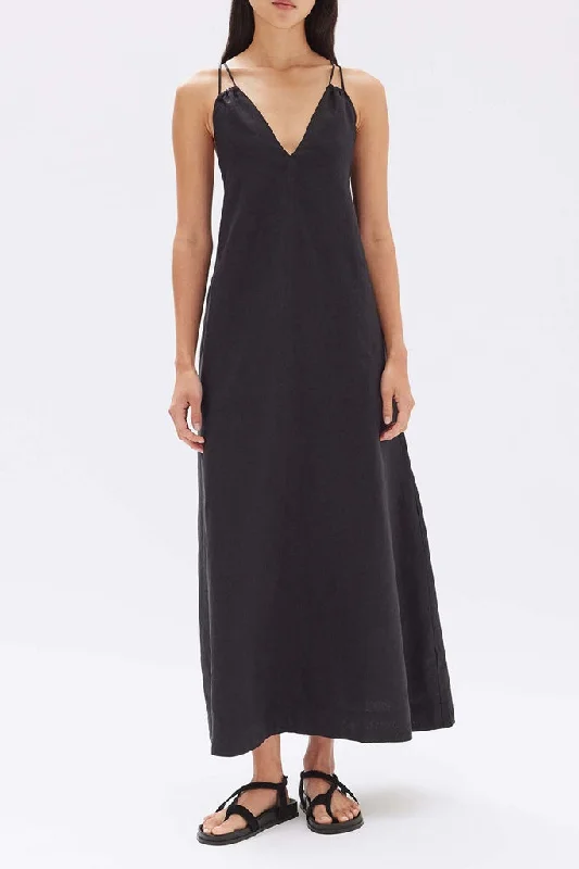 Sale Event Assembly Fiona Linen Midi Dress Black