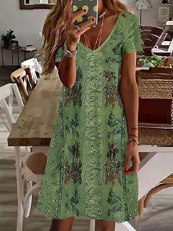 Fantastic Offers Ethnic Casual V Neck Dress  QM93