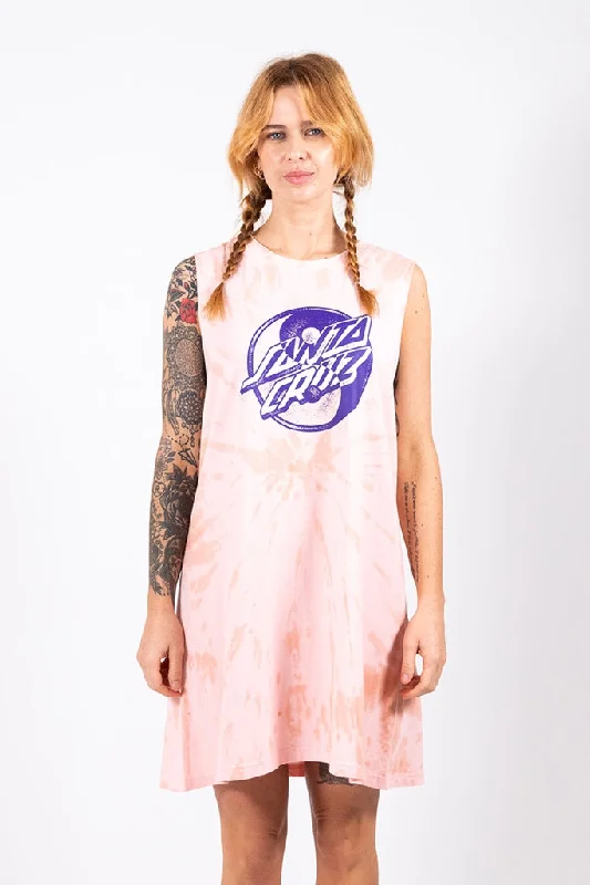 Don't Miss Santa Cruz Yin Yang Dot Rose Tie Dye Casual Dress