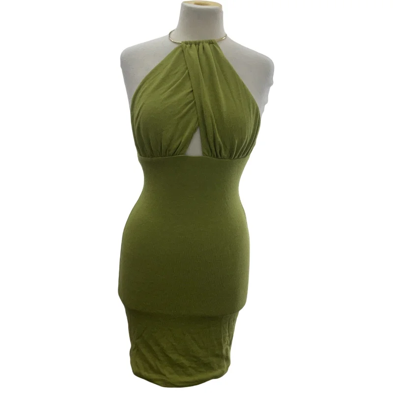 Anniversary Sale New Polly Olive Green Women's Halter Keyhole Bodycon Midi Dress Size 8 NWT Anniversary Sale New Polly Olive Green Women's Halter Keyhole Bodycon Midi Dress Size 8 NWT