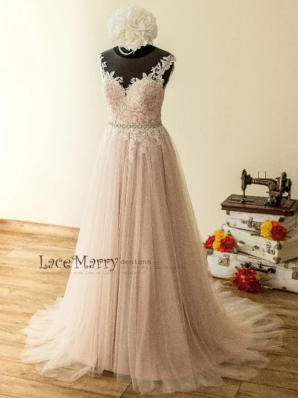 Lowest Price Champagne Dusty Pink Wedding Dress