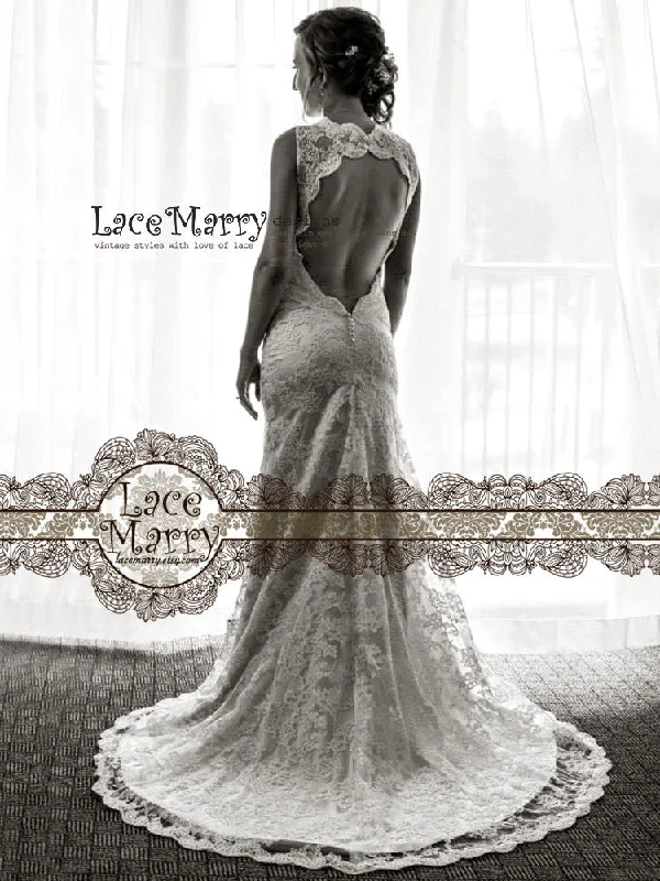 Crazy Deals Custom Wedding Dress from Scalloped Lace