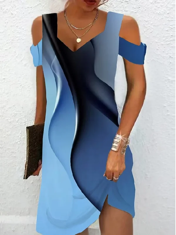 Unbeatable Prices Loose Ombre V Neck Casual Dress With No Belt  QX64