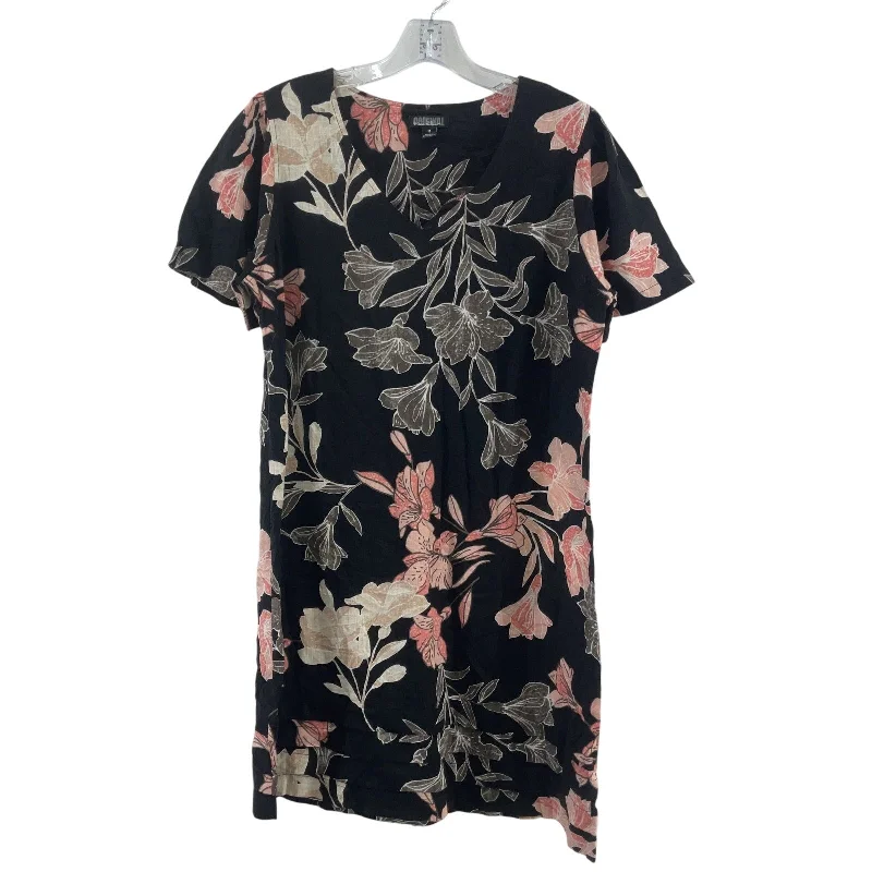 Final Clearance Nicole Miller Linen Floral Print Women's Shift Dress M - Black & Pink, Preowned Final Clearance Nicole Miller Linen Floral Print Women's Shift Dress M - Black & Pink, Preowned