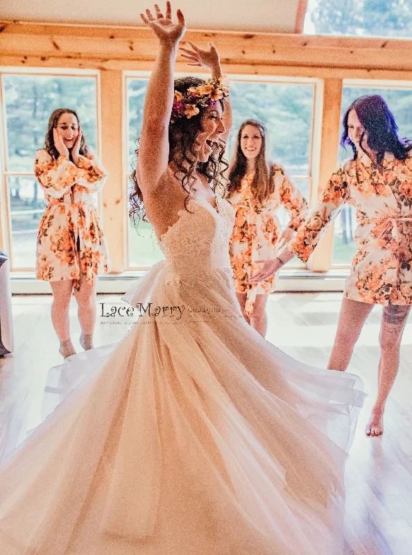 The Best Prices Rose Gold Beach Wedding Dress with Sweetheart Neckline