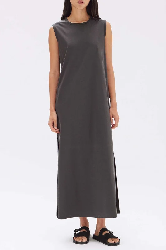 Price Break Assembly Madison Silk Blend Tank Dress Washed Black