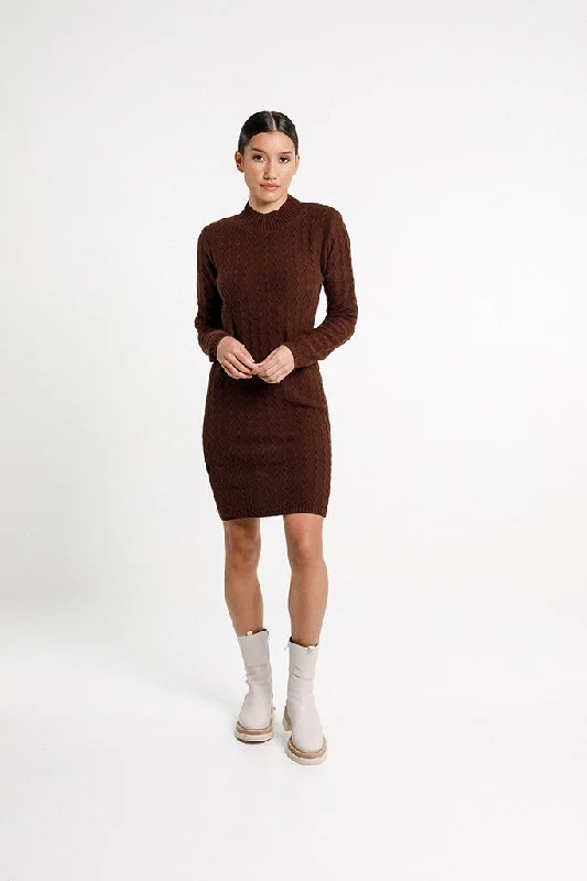 Huge Savings Thing Thing Zigzag Turtle Neck Dress Chocolate