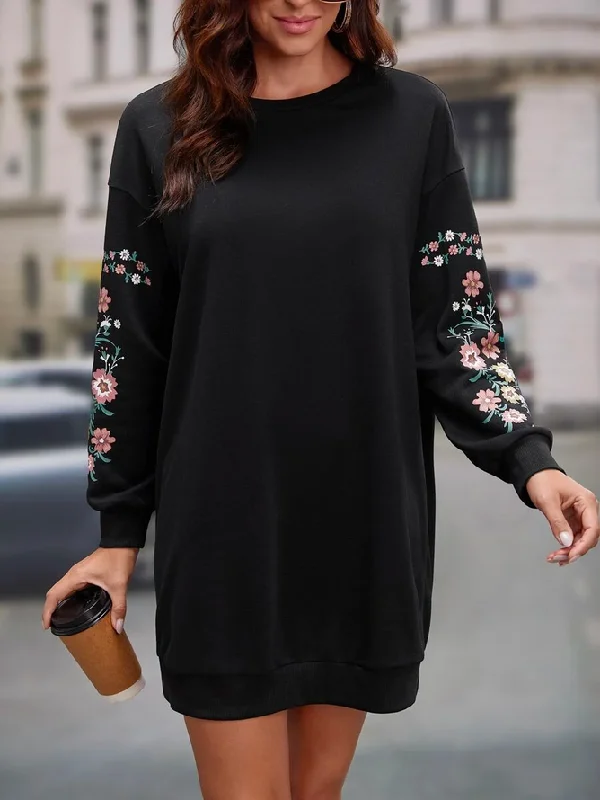 Factory Direct Sale Boho Crew Neck Loose Floral Dress OY36