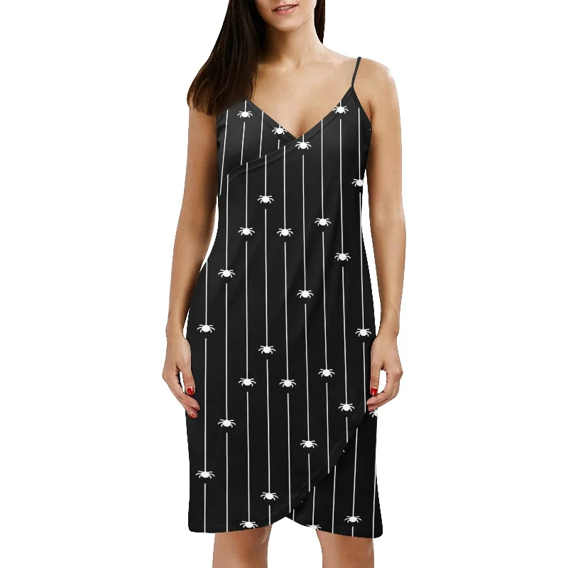 Super Sale Crawling Spiders Spaghetti Strap Backless Beach Dress