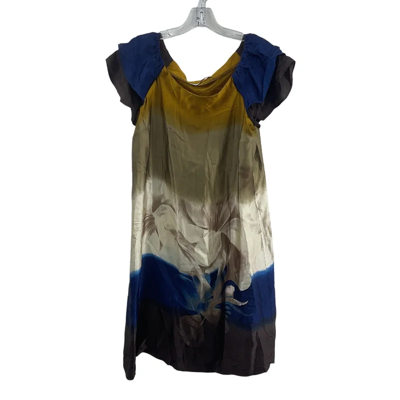 Discount Days Zara For Mum Yellow/Blue Abstract Print Women's Silk Maternity Midi Dress M