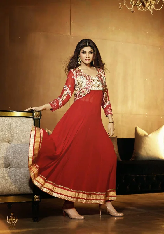 Stock Clearance Gorgeous Long Royal Red Anarkali by Shilpa Shetty (6007)