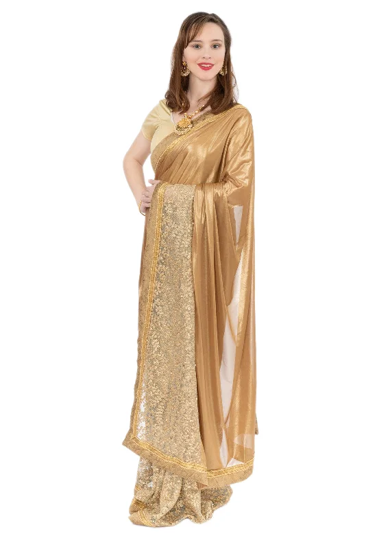 Savings Event Royal Look Gold Pre-Pleated Ready-Made Sari