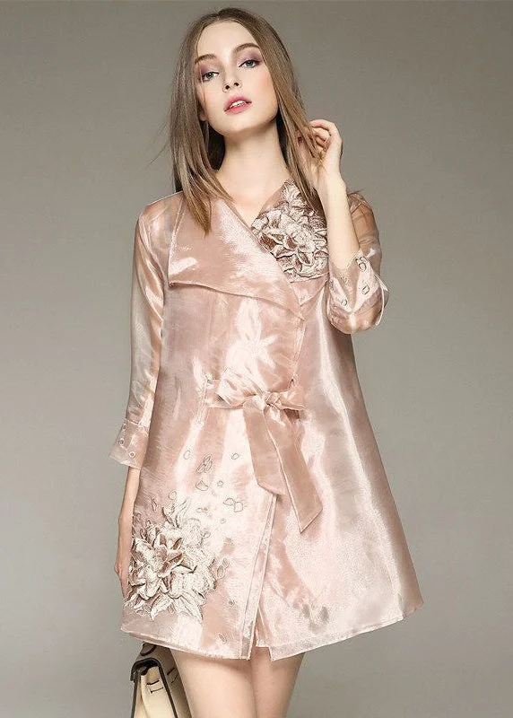 Price Drop Alert Bohemian Apricot Embroideried Organza Dress And Trench Two Piece Set Outfits AC3008