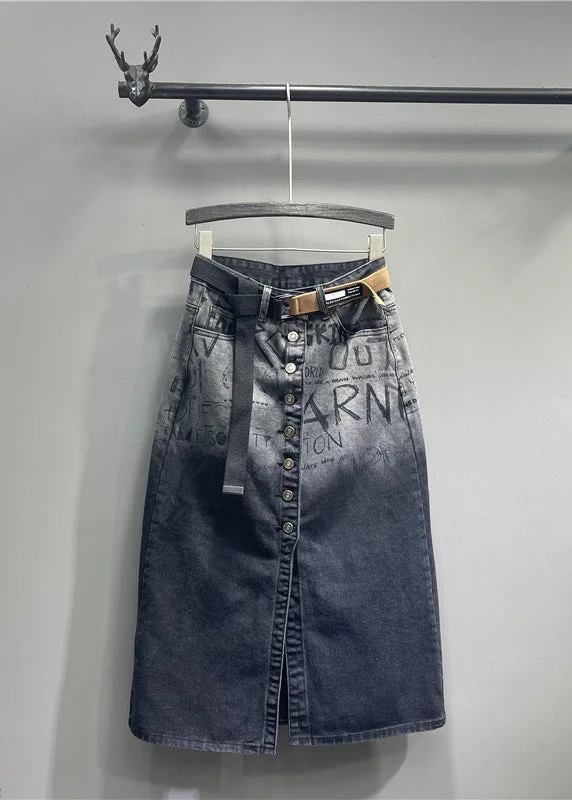 Overstock Sale Gradient Color Black Pockets Print High Waist Sashes Button Long Skirts Summer TY1025 Overstock Sale Gradient Color Black Pockets Print High Waist Sashes Button Long Skirts Summer TY1025
