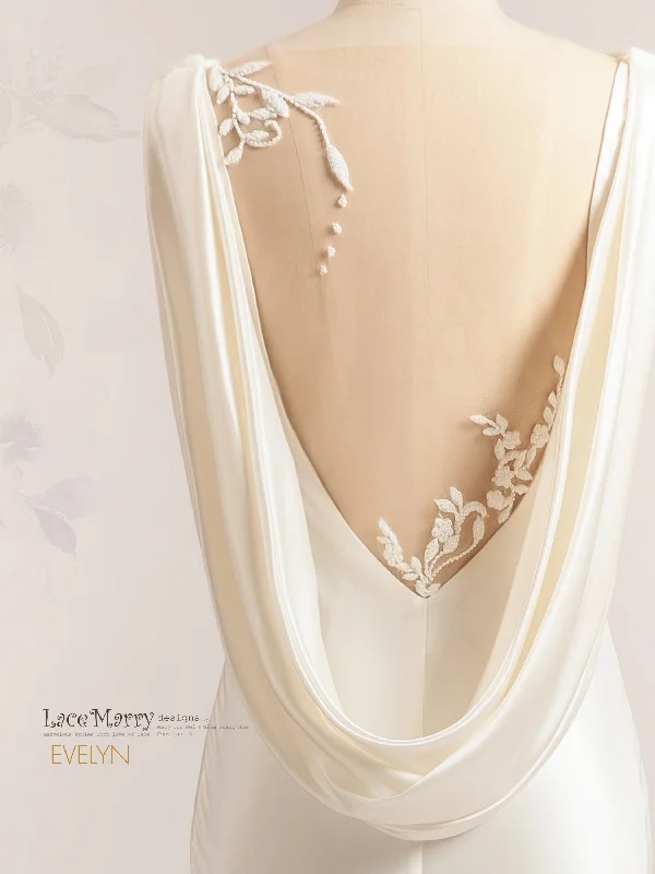 Massive Deals EVELYN / Minimalist Wedding Dress with Illusion Back