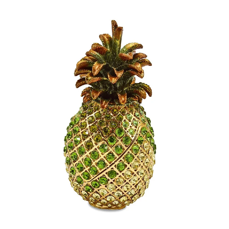 Lowest Prices Bejeweled Large Welcome Pineapple Trinket Box with Charm Pendant