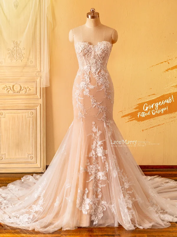 Closeout Sale ROSALEEN / Fitted Wedding Dress with Amazing Beading