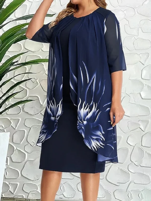 Best Seller Crew Neck Chiffon Casual Loose Dress QMN20