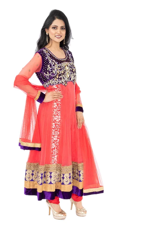 Referral Discount Rich Pink Stonework Anarkali for Wedding Reception