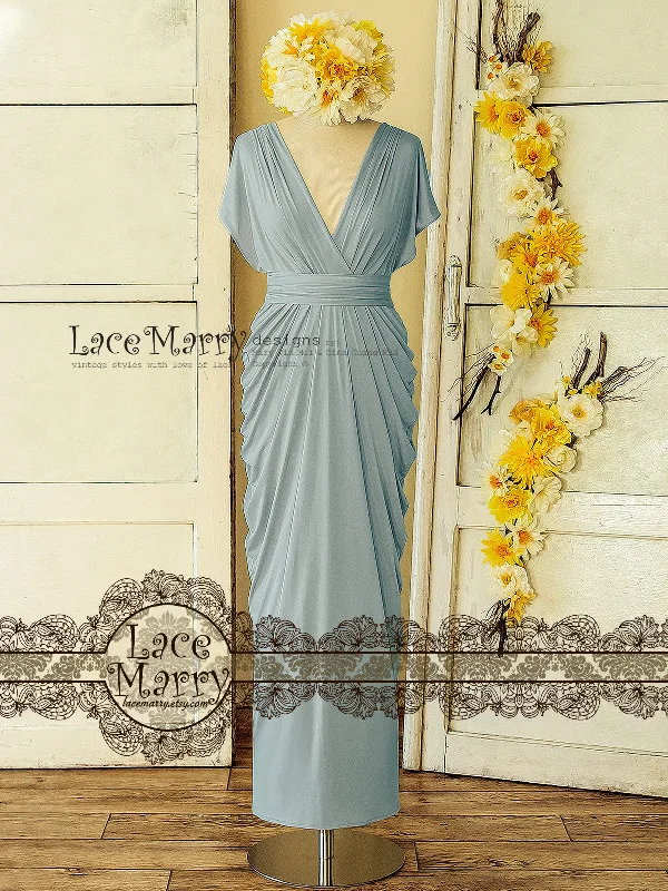 Price Slash Powder Blue Infinity Bridesmaid Dress with Greek Style Skirt