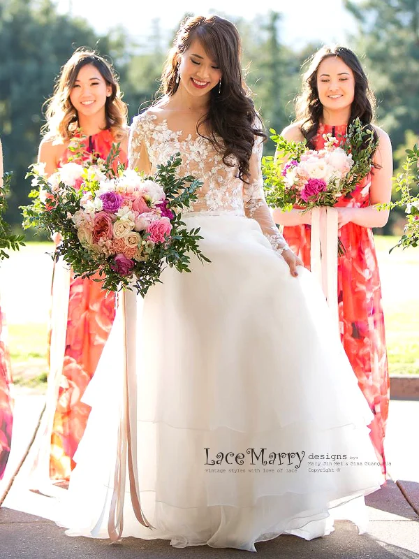 Online Only Exclusive Beaded Wedding Dress with Illusion Nude Top