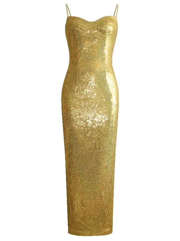 Exclusive Deal Sequin Bustier Column Gown