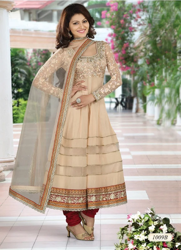 Daily Deals Cream Chiffon Net and Faux Georgette Anarkali Salwar Kameez (D. No. 1009-B) Daily Deals Cream Chiffon Net and Faux Georgette Anarkali Salwar Kameez (D. No. 1009-B)