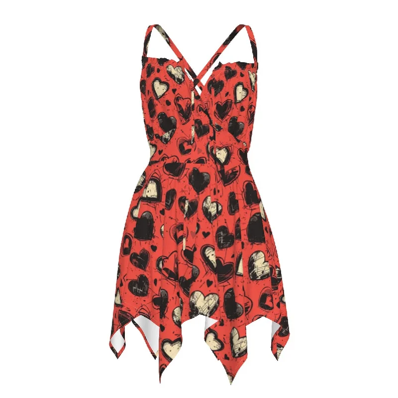 Online Exclusive Arty Hearts Slip Dress