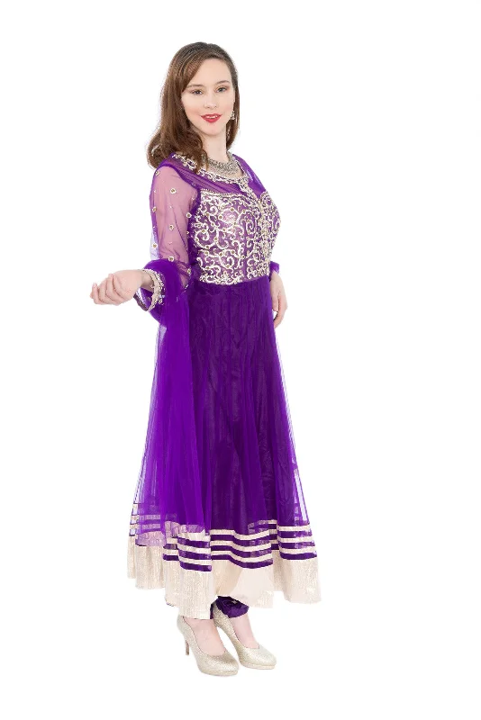 Weekend Flash Sale Purple Fantasy with stonework  Indo-Western Long Anarkali Gown