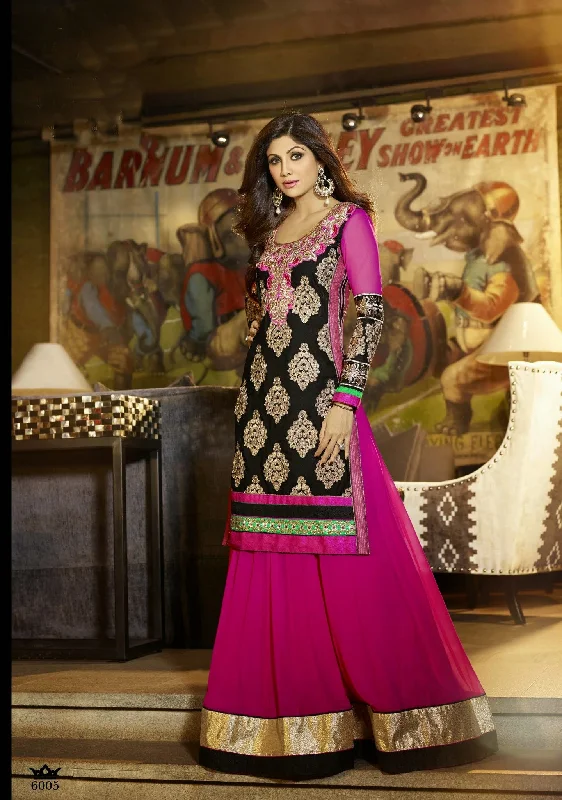 Reduced Prices Gorgeous Long Rani Pink Anarkali Gown by Shilpa Shetty (6005)