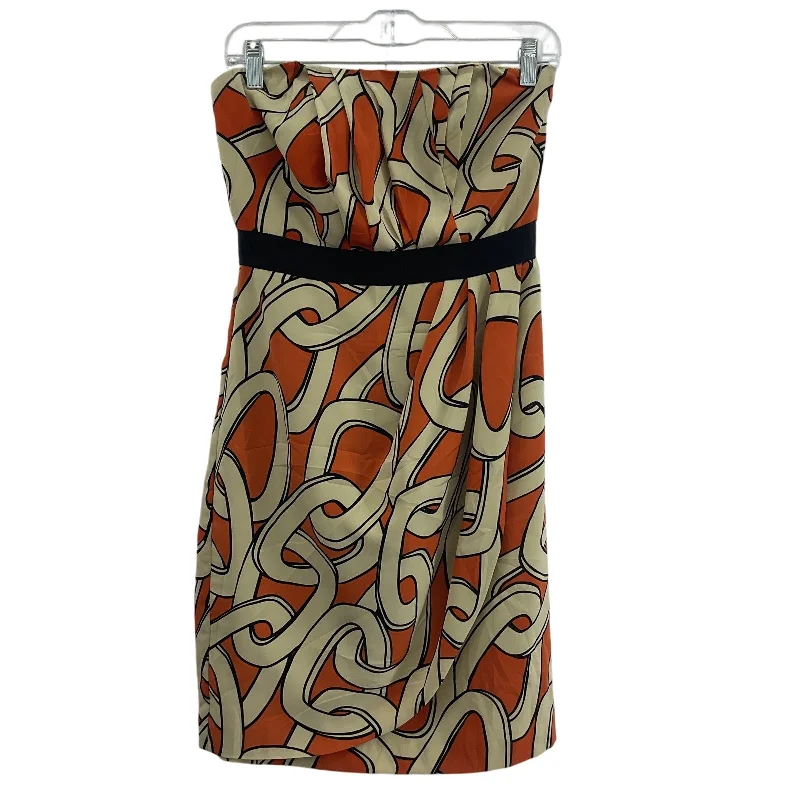 Super Deal The Limited Cream/Orange Chain Print Women Strapless A-Line Sheath Dress, Size 2 Super Deal The Limited Cream/Orange Chain Print Women Strapless A-Line Sheath Dress, Size 2