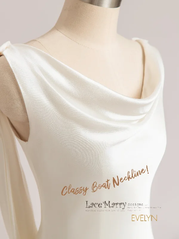 Big Discounts EVELYN / Plain Wedding Dress with Illusion Back