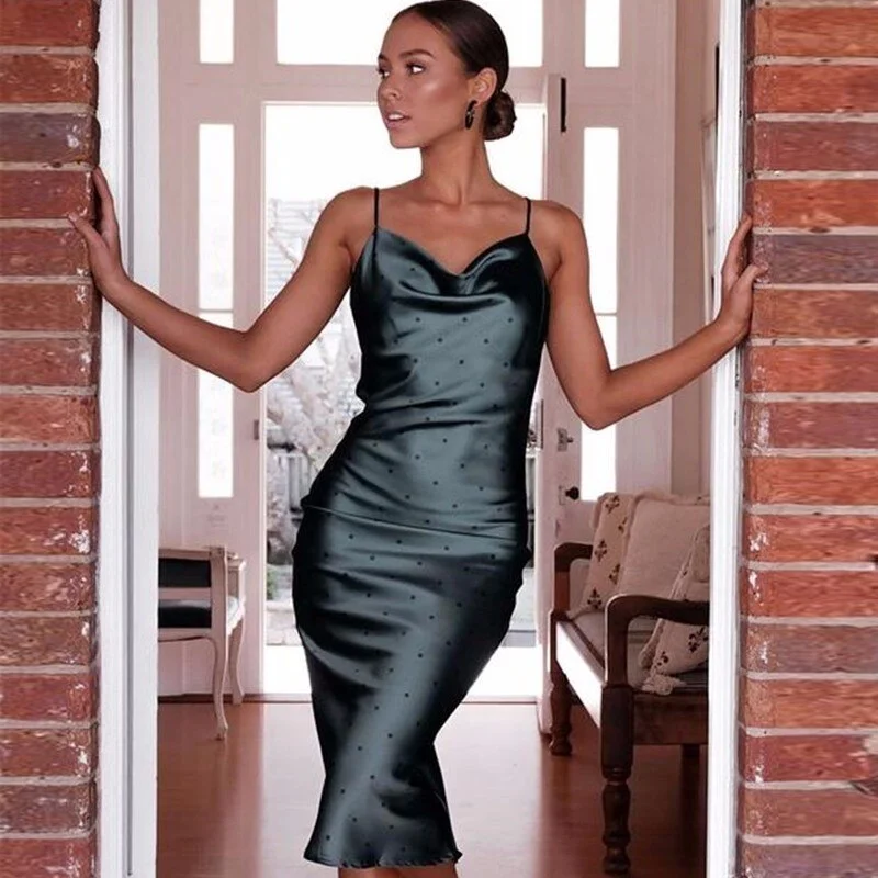 Savings Alert Women's Summer Satin Sheath Sleeveless Mini Dress
