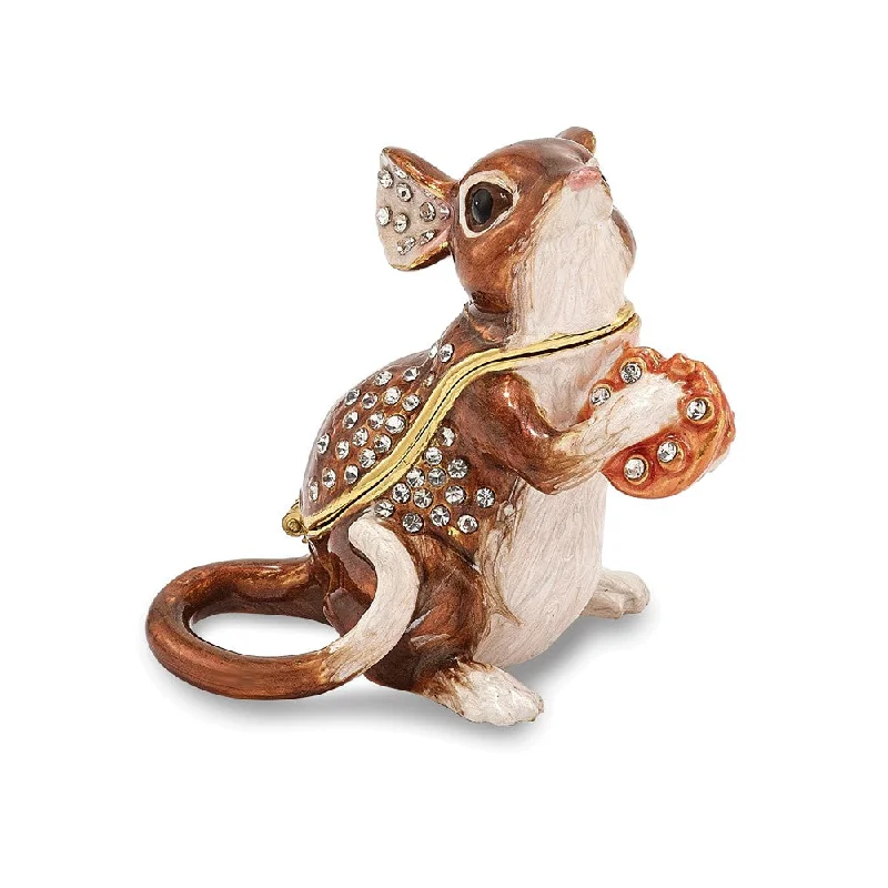 Fantastic Offers Bejeweled Mouse w/Cheese Trinket Box with Charm Pendant