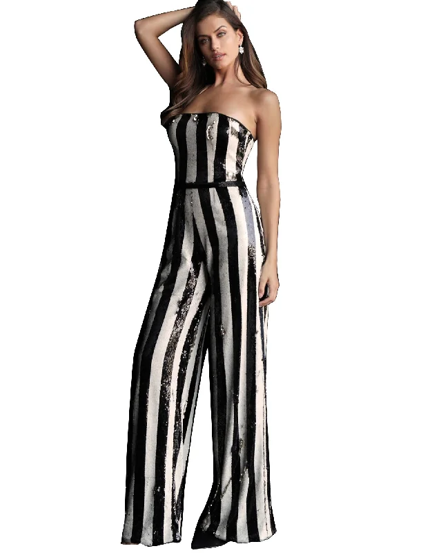 Massive Deals Jovani Black White Sequin Strapless Prom Jumpsuit Dress