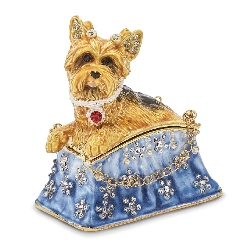 Crazy Deals Bejeweled Twinkles Puppy Purse Trinket Box with Charm Pendant