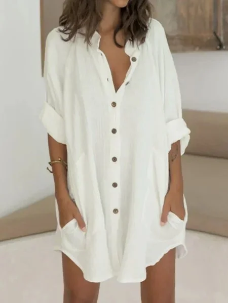 Deep Discounts Vintage Half Sleeve Linen Plain Dress  WO102